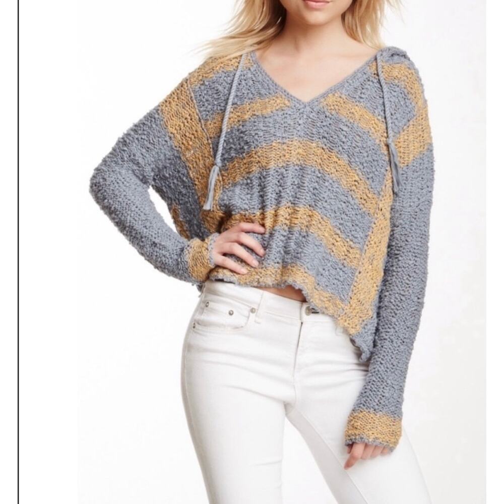 🔥Free People Crochet See Through Pullover Hooded Multicolor Sweater Oversized S